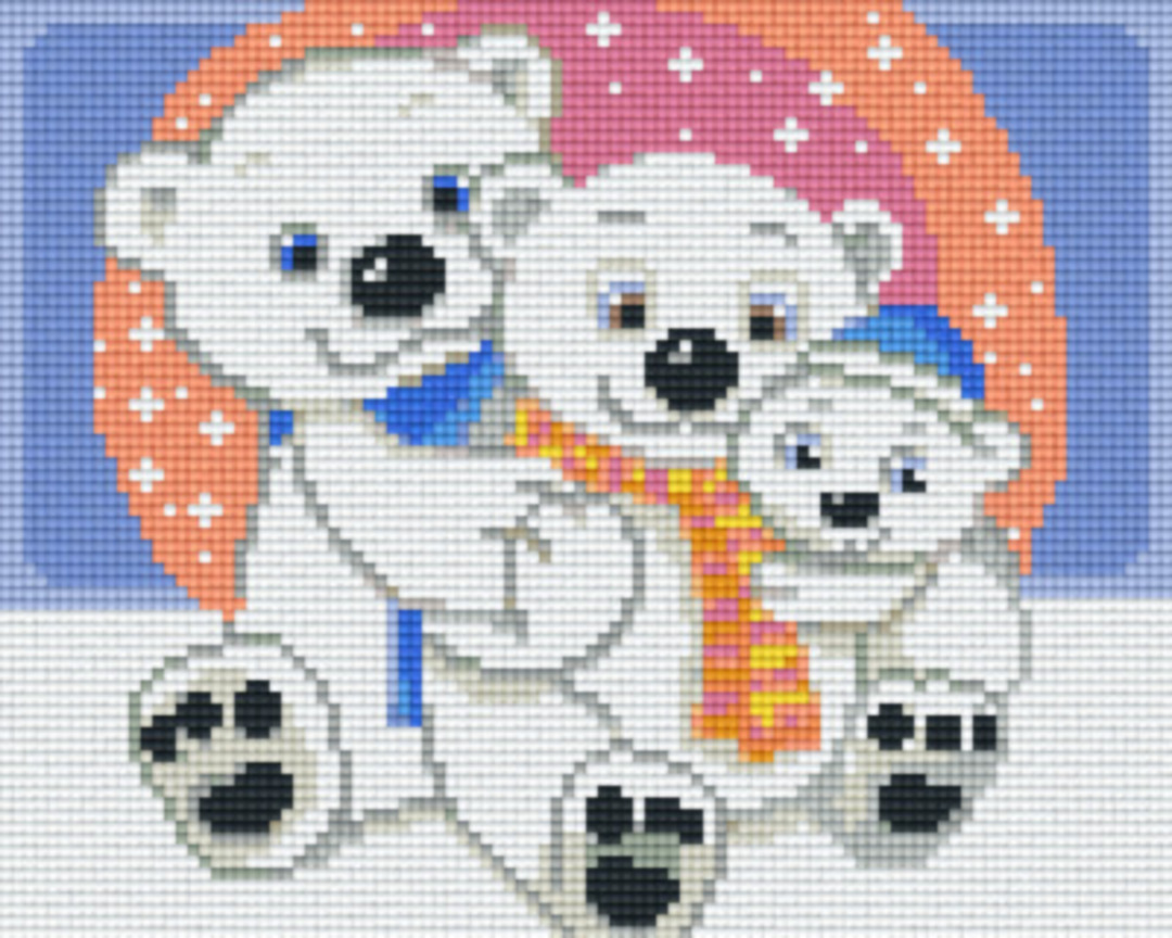 3 Polar Bear's Family Four [4] Baseplatge PixelHobby Mini-mosaic Art Kit image 0